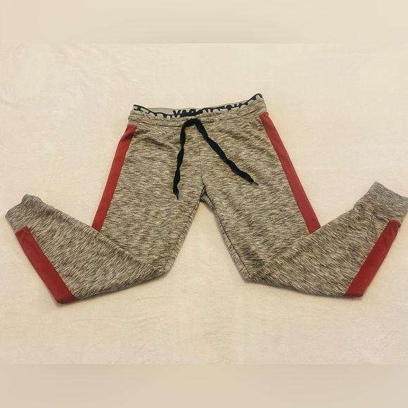 Rue21 Pants - Rue 21 Grey and Burgundy Joggers with Drawstring Double Waisted Size S EUC